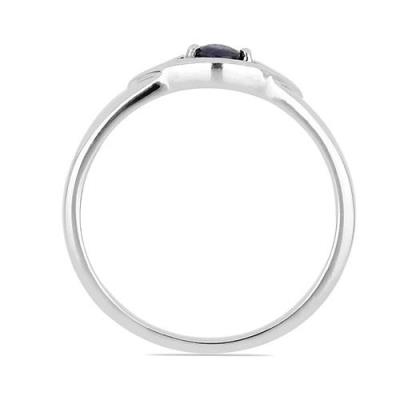 BUY 925 STERLING SILVER REAL BLUE SAPPHIRE SINGLE STONE RING